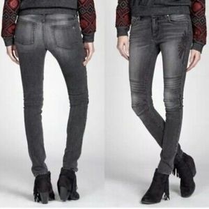 ⚡️LAST CHANCE LIGHTNING SALE⚡Miss Me Vintage Moto Skinny Jeans Tribal Embroidery